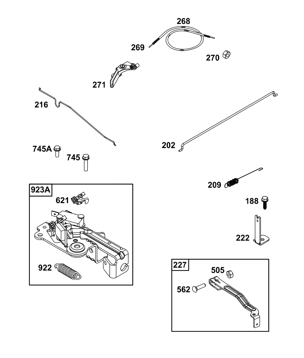 Controls Group Diagram and Parts List for 104M05-0064-H5 100000 - 19Z999 Briggs and Stratton Engine